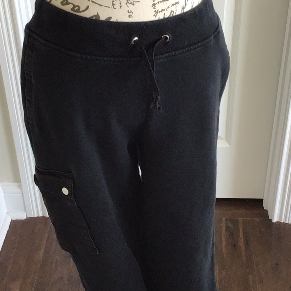 RL Lauren Active black  knit casual cargo  capri pants with side pockets Sz S